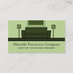 Tarjeta de visita enrrollada de los muebles, verde