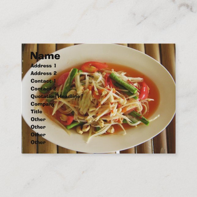 Tarjeta De Visita Ensalada Papaya picante [Som Tam] ... Comida taila (Anverso)