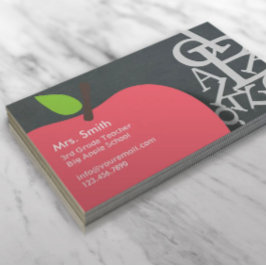 Tarjeta De Visita Enseñador escolar Apple & Letters Chalkboard