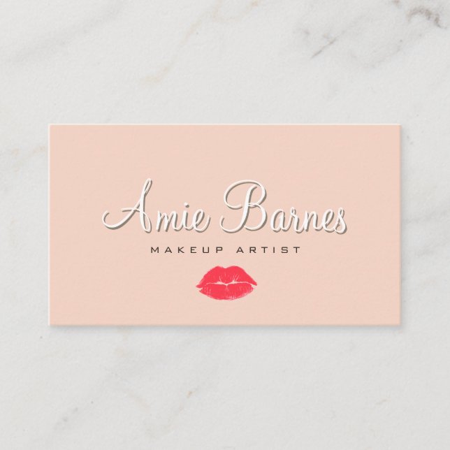 Tarjeta De Visita Enseñanza de cosmetología de artistas de los labio (Anverso)