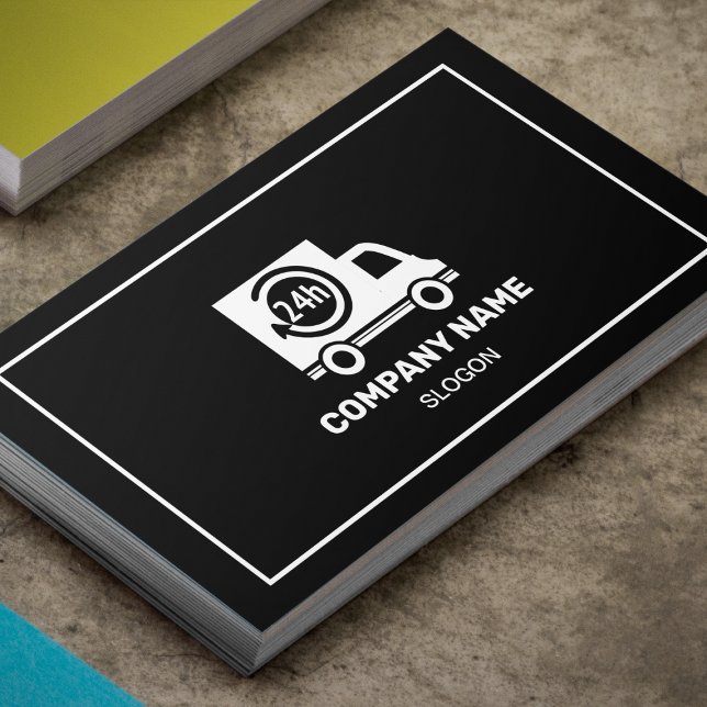 Tarjeta De Visita Entrega profesional moderno y rápido en blanco y n (Subido por el creador)