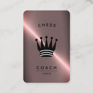 Tarjeta De Visita Entrenador de ajedrez  Faux Rosa Gold oscuro