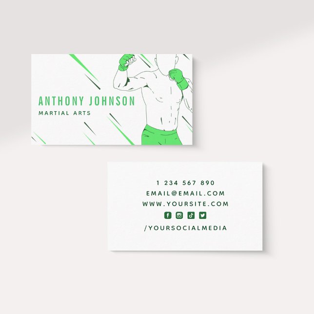 Tarjeta De Visita Entrenador de artes marciales boxeo combate deport (Subido por el creador)