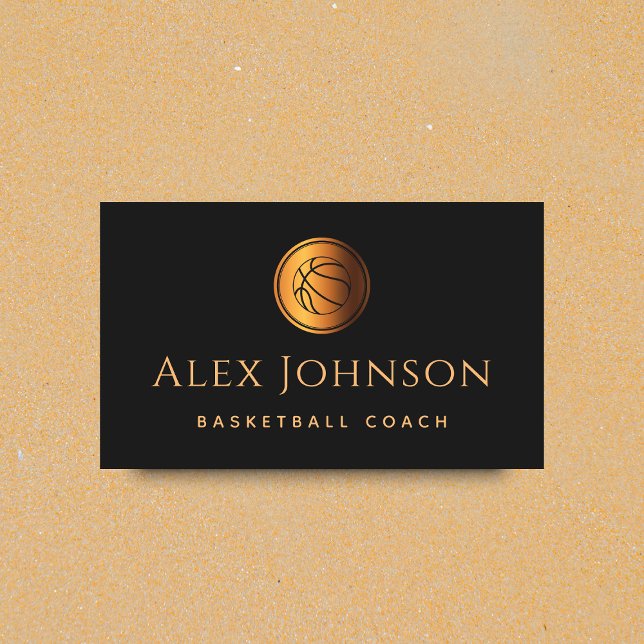 Tarjeta De Visita Entrenador de baloncesto elegante oro moderno ball (Subido por el creador)