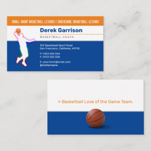 Tarjeta De Visita entrenador de baloncesto   Entrenador deportivo