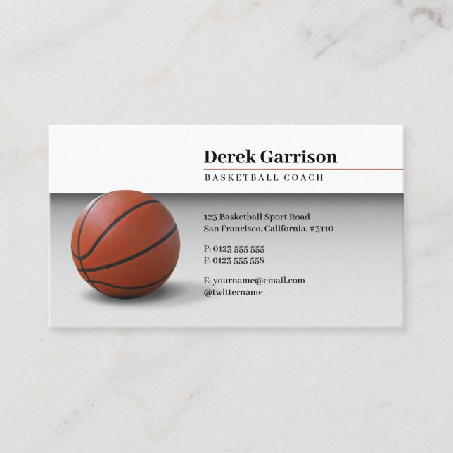 Tarjeta De Visita entrenador de baloncesto | Entrenador deportivo (Anverso)
