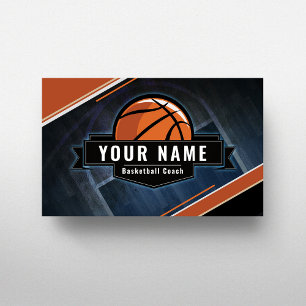 Tarjeta De Visita Entrenador de Baloncesto Su Nombre Tema Deportivo 