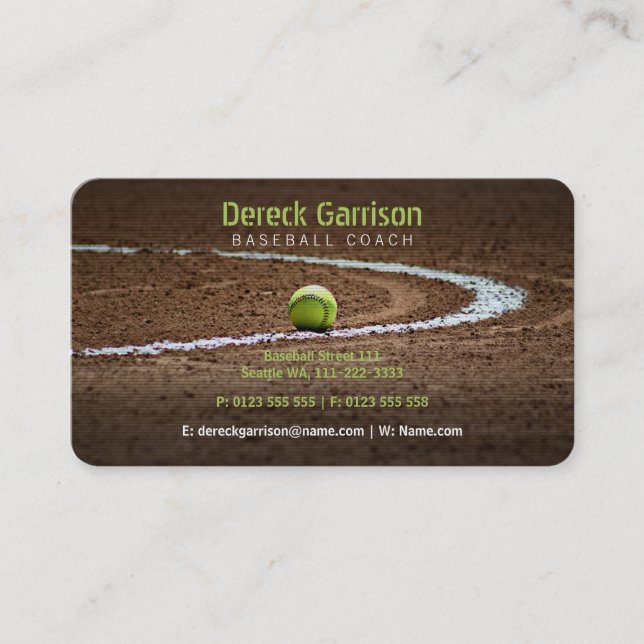 Tarjeta De Visita Entrenador de béisbol | Campo de béisbol (Anverso)