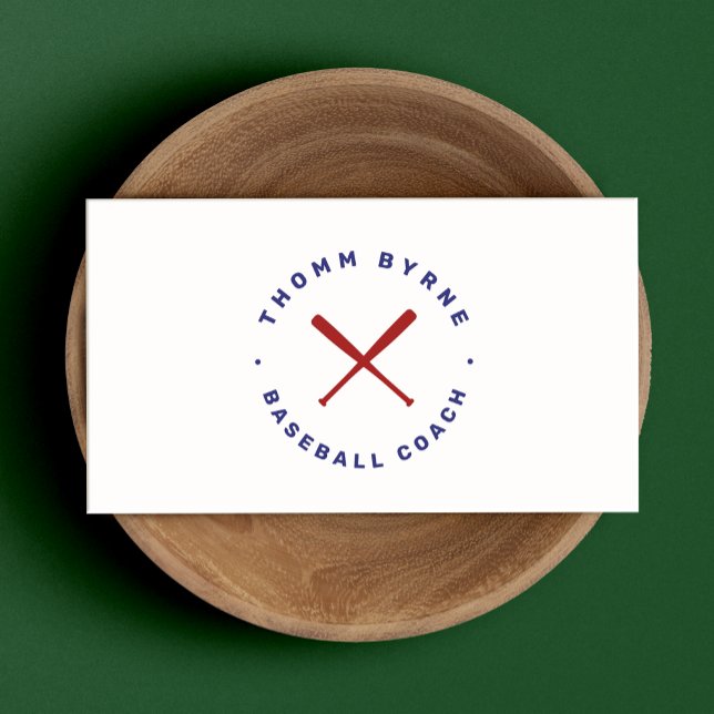 Tarjeta De Visita Entrenador de béisbol Crosated Bats Blue Red Busin (Subido por el creador)