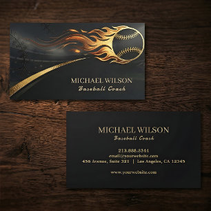 Tarjeta De Visita Entrenador de béisbol de lujo Flaming Baseball Lux