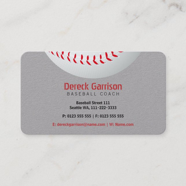Tarjeta De Visita Entrenador de béisbol | Deporte (Anverso)