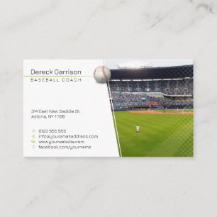 Tarjeta De Visita Entrenador de béisbol   Foto del jugador