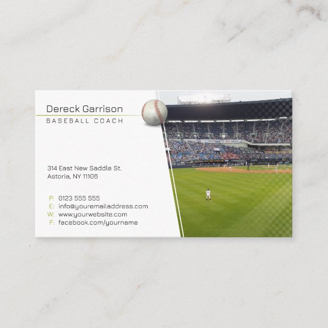 Tarjeta De Visita Entrenador de béisbol | Foto del jugador (Anverso)