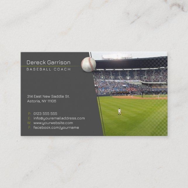 Tarjeta De Visita Entrenador de béisbol | Foto del jugador (Anverso)