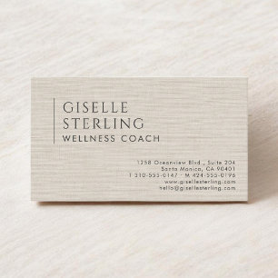 Tarjeta De Visita Entrenador De Bienestar Lino Natural