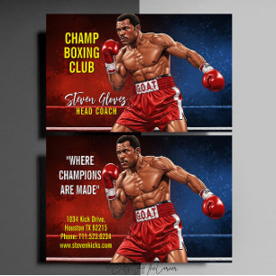 Tarjeta De Visita Entrenador de Boxeo Entrenador Gimnasio Deportes G