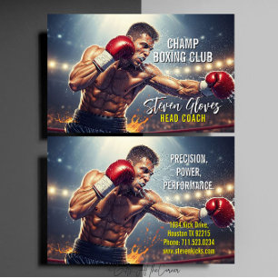 Tarjeta De Visita Entrenador de Boxeo Gimnasio Deportes