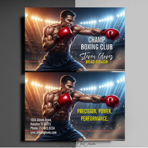 Tarjeta De Visita Entrenador de Boxeo Gimnasio Deportes Boxeador 