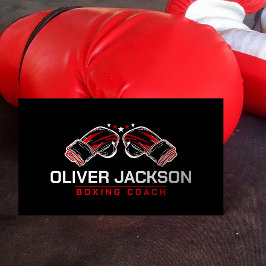 Tarjeta De Visita Entrenador de boxeo Guantes blancos y rojos