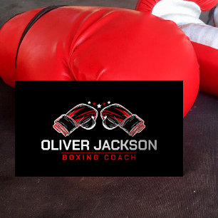 Tarjeta De Visita Entrenador de boxeo Guantes blancos y rojos