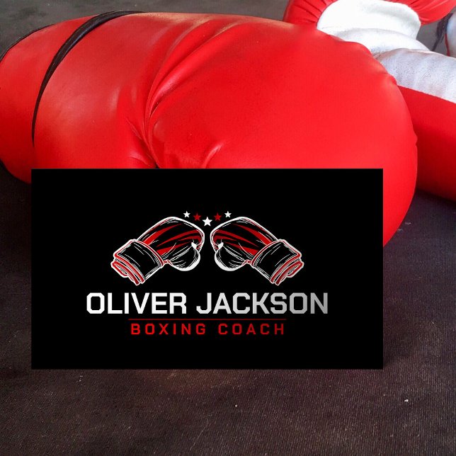 Tarjeta De Visita Entrenador de boxeo Guantes blancos y rojos (Subido por el creador)