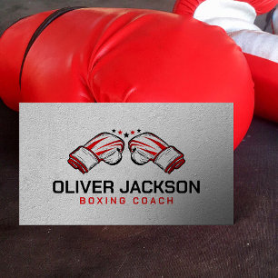 Tarjeta De Visita Entrenador de boxeo Guantes negros y rojos