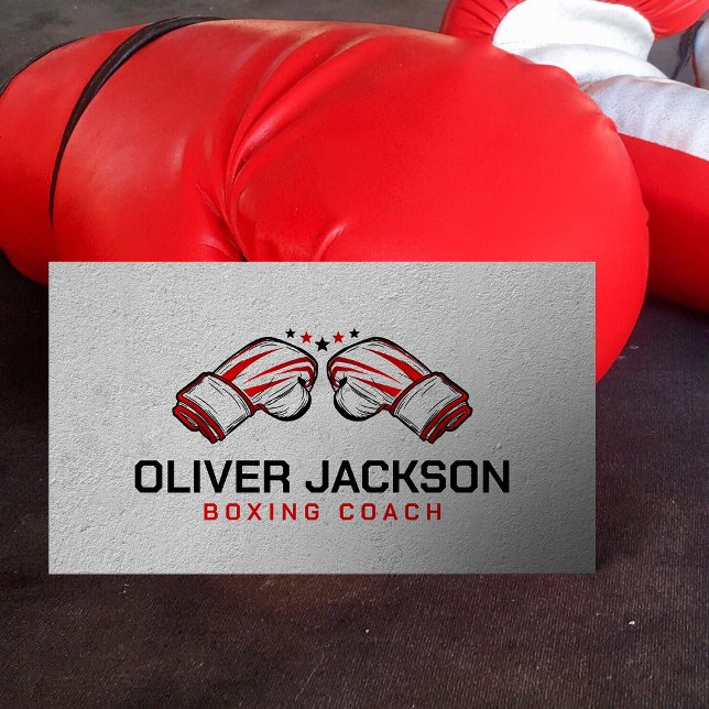 Tarjeta De Visita Entrenador de boxeo Guantes negros y rojos (Subido por el creador)