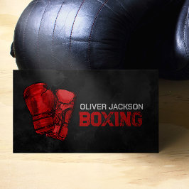 Tarjeta De Visita Entrenador de boxeo guantes rojos dibujo acuarela