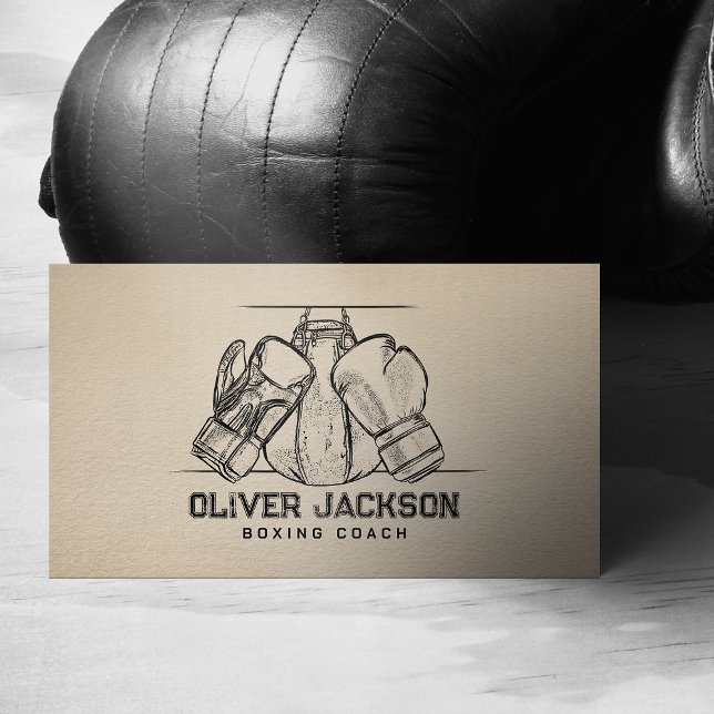 Tarjeta De Visita Entrenador de boxeo Guantes y dibujo de bolsos (Subido por el creador)