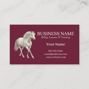 Tarjeta De Visita Entrenador de Caballos Personalizado de Borgoña