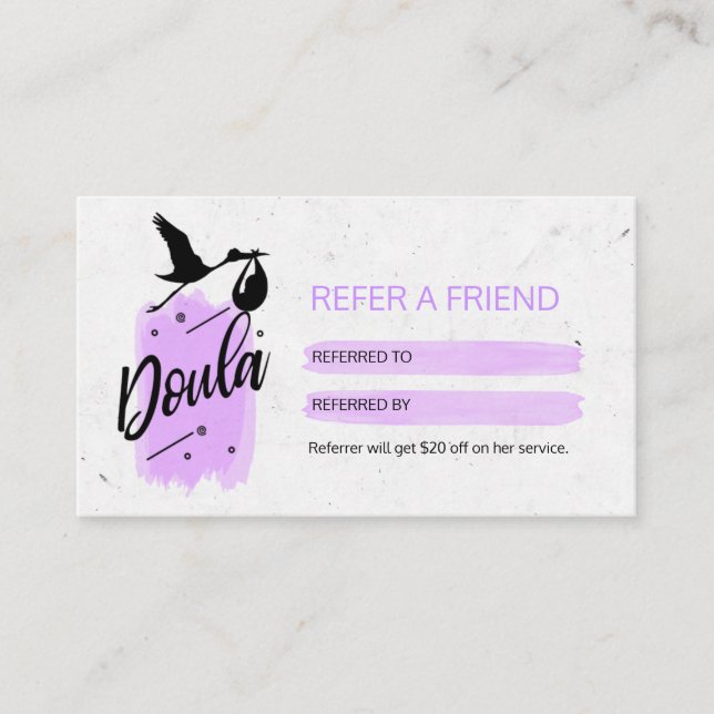 Tarjeta De Visita Entrenador de Doula Nació REFERIDO A UN AMIGO (Anverso)