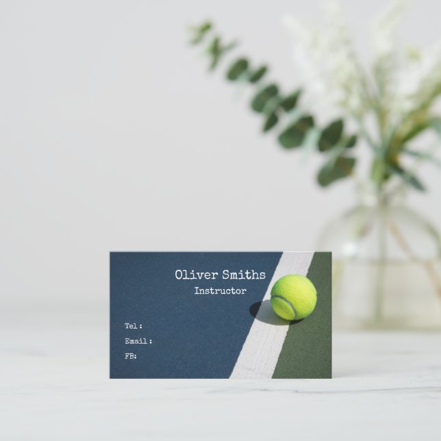 Tarjeta De Visita Entrenador de entrenador de tenis con pelota de te (Anverso de pie)