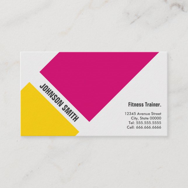Tarjeta De Visita Entrenador de fitness - Amarillo rosa simple (Anverso)