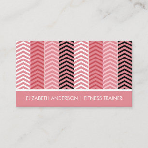Tarjeta De Visita Entrenador de Fitness Chevron Rosa