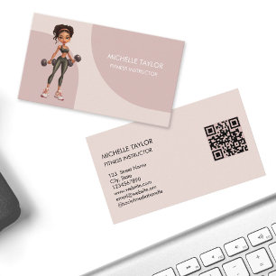 Tarjeta De Visita Entrenador de Fitness de Dibujos Animados Moderno 