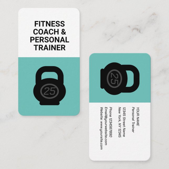 Tarjeta De Visita Entrenador de fitness moderno entrenador personal  (Anverso / Reverso)