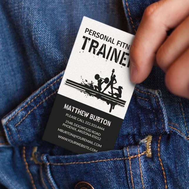 Tarjeta De Visita Entrenador de fitness personal contemporáneo (Subido por el creador)