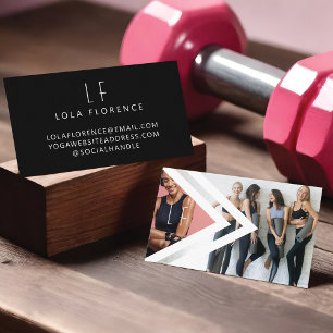 Tarjeta De Visita Entrenador de fitness personal de moda 2 Monograma