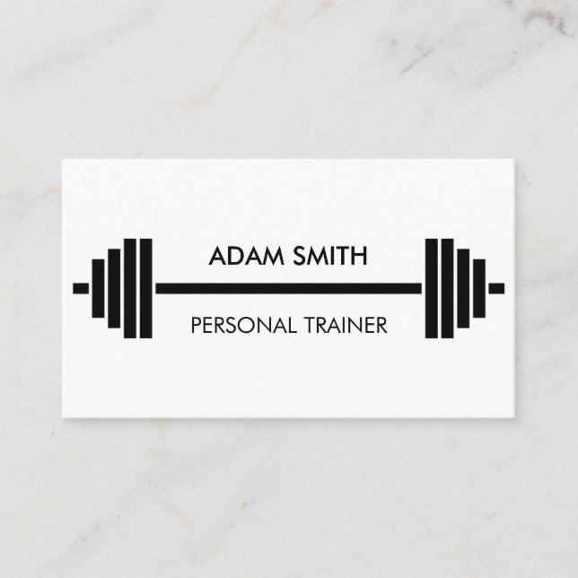 Tarjeta De Visita Entrenador de fitness personal en blanco y negro (Anverso)