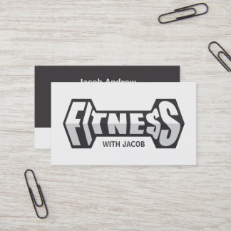 Tarjeta De Visita Entrenador de Fitness Tipografía Dumbbell Fitness