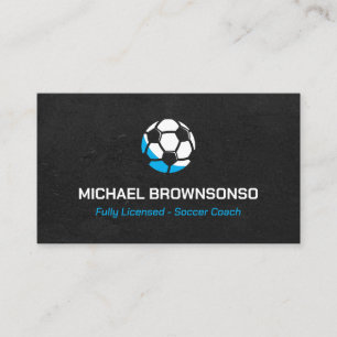 Tarjeta De Visita Entrenador de Fútbol Azul