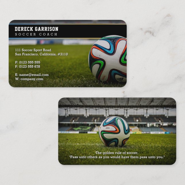 Tarjeta De Visita Entrenador de fútbol | Instructor profesional (Anverso / Reverso)