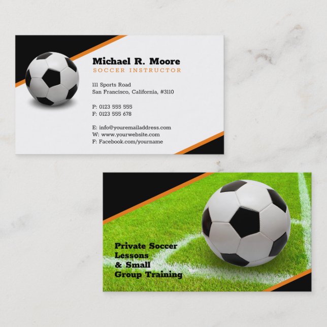 Tarjeta De Visita Entrenador de fútbol | Regalos deportivos (Anverso / Reverso)
