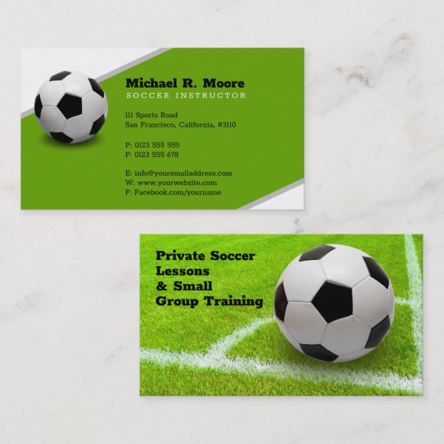 Tarjeta De Visita Entrenador de fútbol | Regalos deportivos Green (Anverso / Reverso)