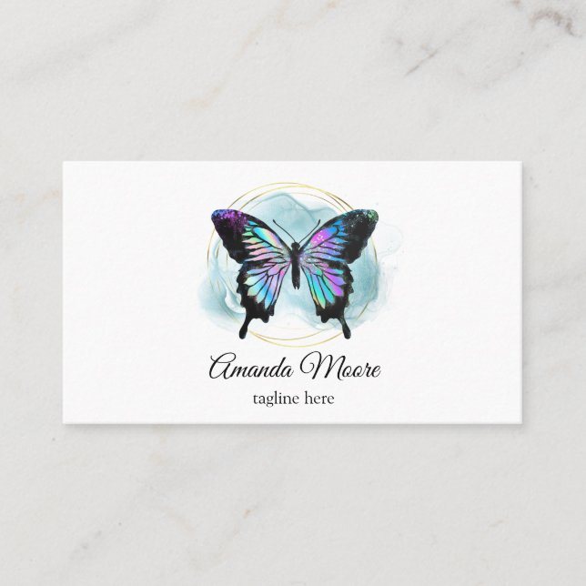 Tarjeta De Visita entrenador de la vida mariposa terapeuta Relieve m (Anverso)