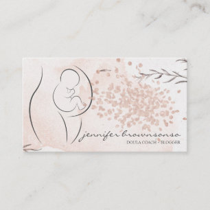 Tarjeta De Visita Entrenador de natalidad Floral Pink Doula Pregnant