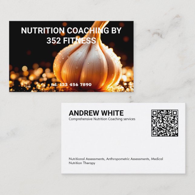 Tarjeta De Visita Entrenador de Nutrición QR personalizado (Anverso / Reverso)