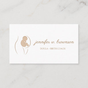 Tarjeta De Visita Entrenador de parto Doula Diseño con embarazada y 