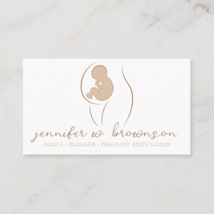 Tarjeta De Visita Entrenador de Parto Doula Diseño con Embarazada y 