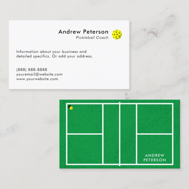 Tarjeta De Visita Entrenador de pelotas Green Court Business Card (Anverso / Reverso)